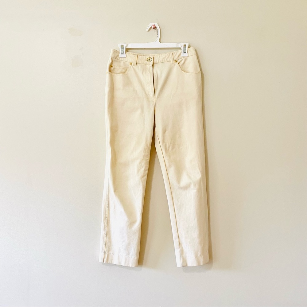 St. John Sport Slacks Straight Leg Pants Ivory Cream size 6